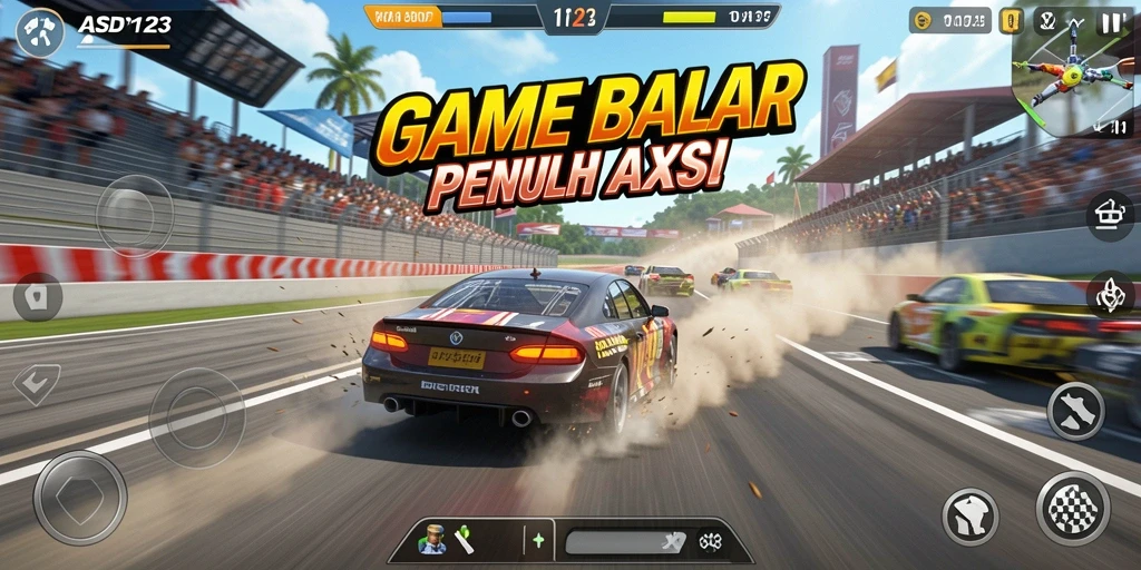 Tampilan menarik gameplay balapan mobil di ASD123.