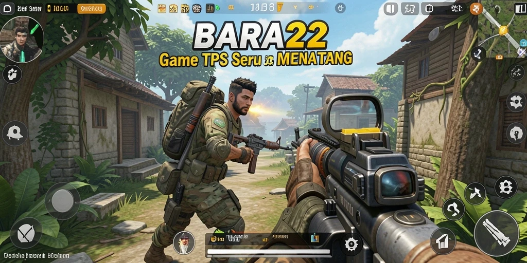 Screenshot gameplay seru BARA22 yang menunjukkan aksi pertempuran.