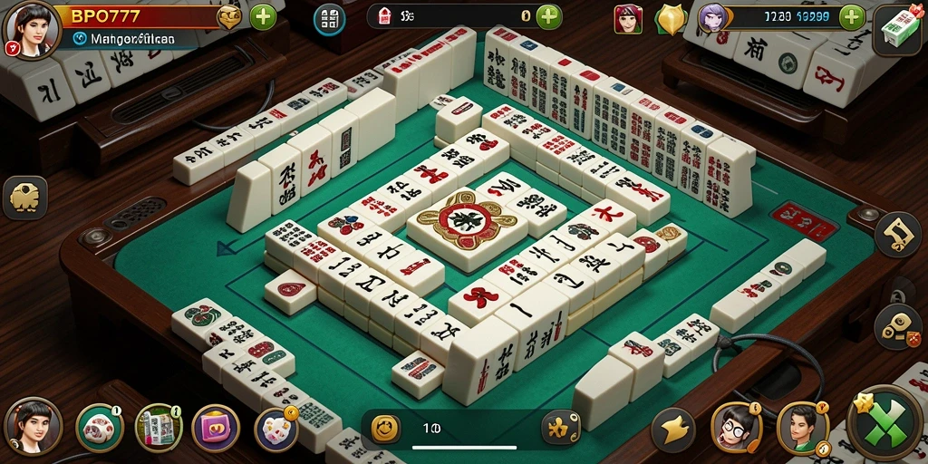 Tangkapan layar utama BPO777 menampilkan gameplay Mahjong yang menawan.