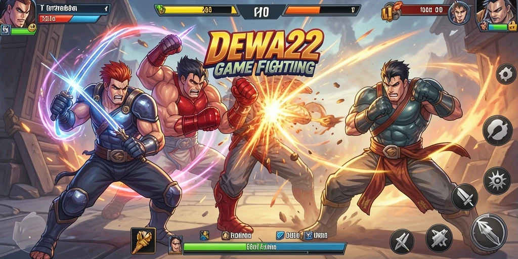 Screenshot gameplay DEWA22 menampilkan pertarungan intens dan karakter yang dinamis.