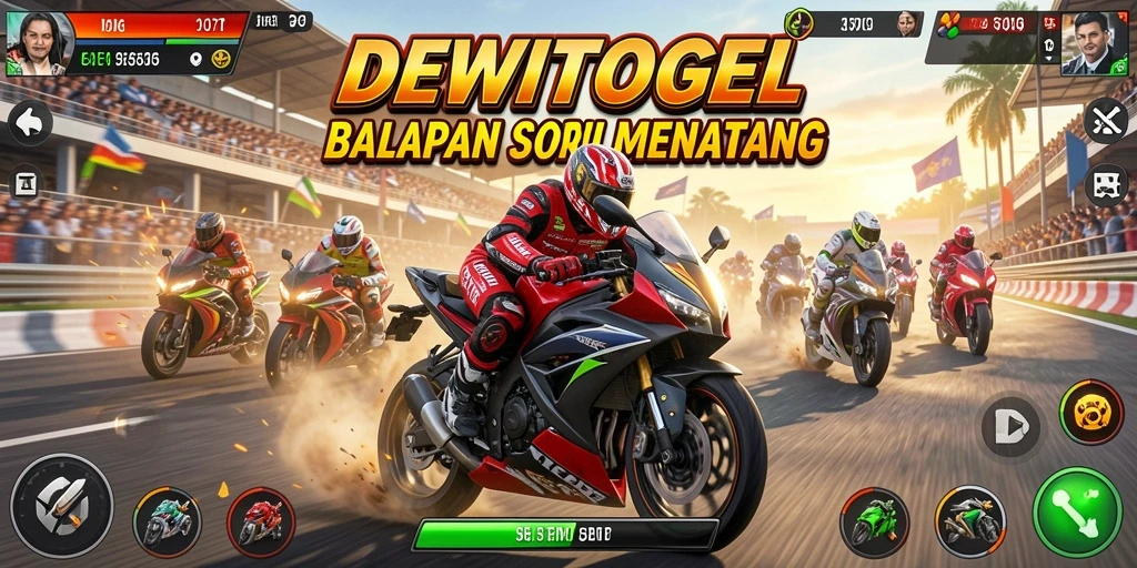 Tampilan gameplay balapan motor yang menegangkan di DEWITOGEL.