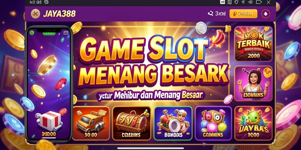 Screenshot utama menunjukkan gameplay Slot yang menarik dan penuh warna.