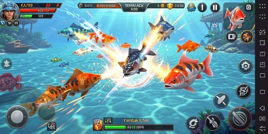 Tampilan gameplay Tembak Ikan yang menegangkan dan penuh aksi.